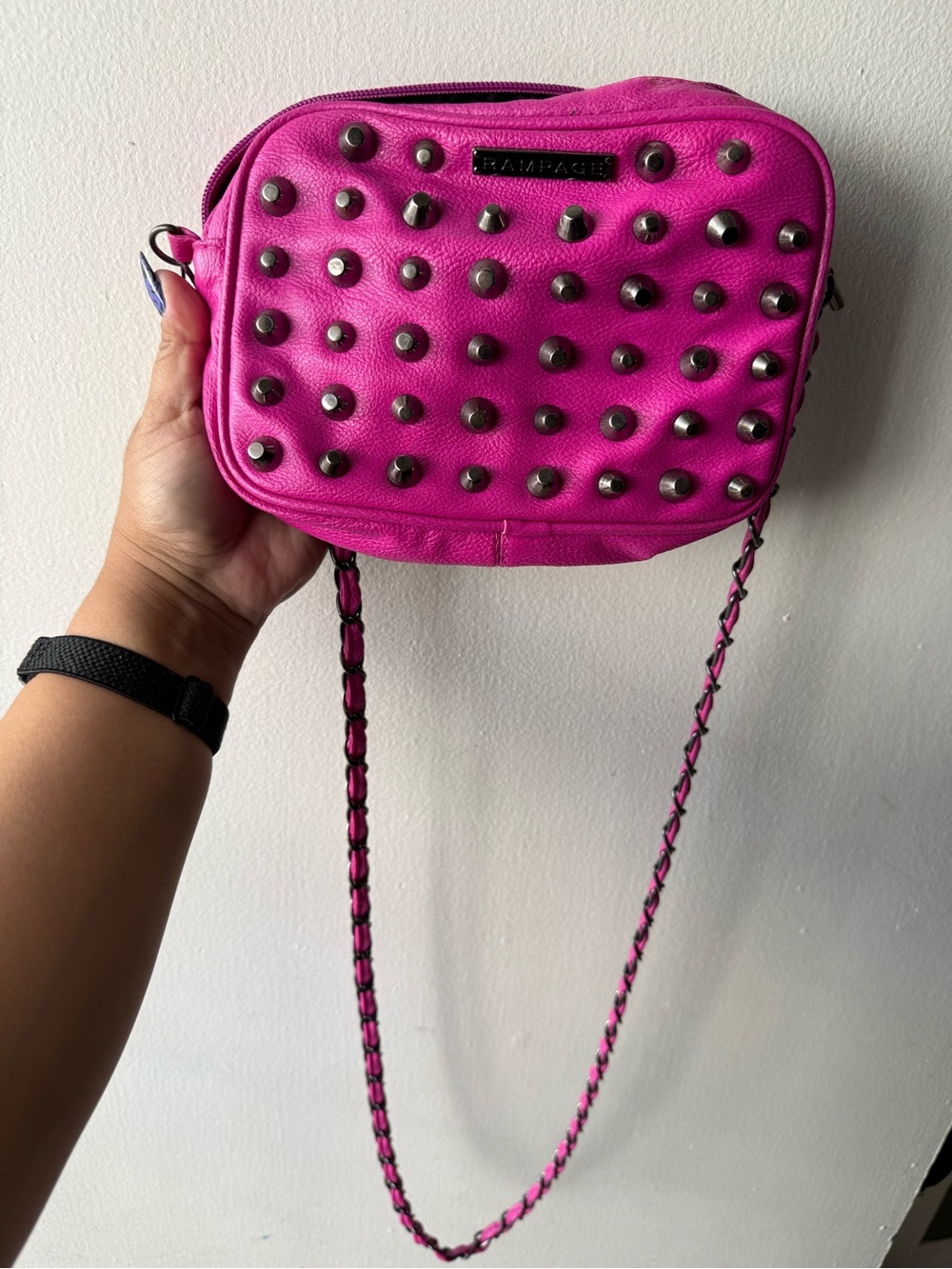Rampage Hot Pink Studded Crossbody
